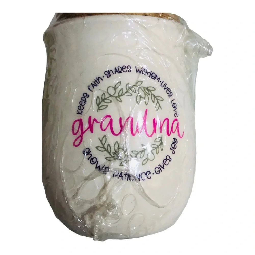 2 world’s best grandma mini cork topped‎ ceramic jars new